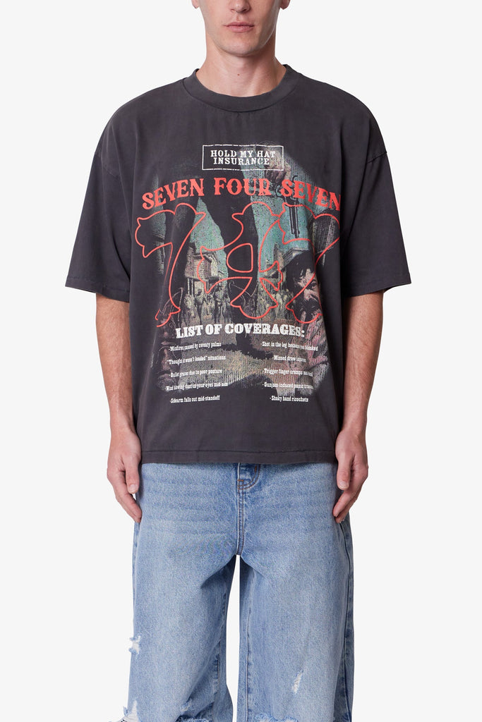 747 Printed Tee - Washed Black | mnml