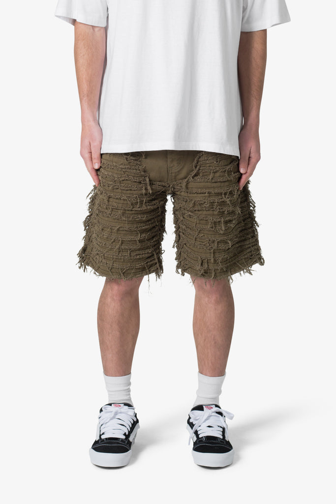 mnml ALLOVER FRAYED DENIM SHORTS サイズ32 Allover Frayed Denim Shorts - Blue | mnml | shop now