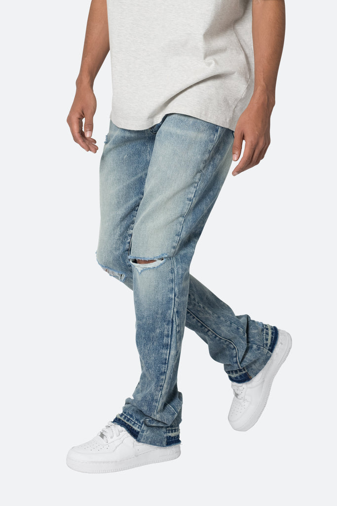 B615 Knee Hole Flare Denim - Blue