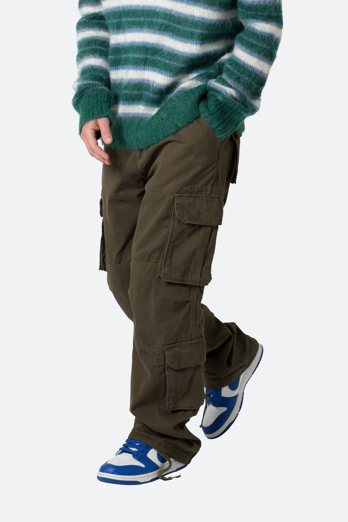 Baggy Double Cargo Pants - Olive