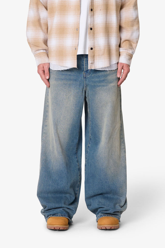 Baggy Washed Rave Denim - Medium Blue | mnml | shop now