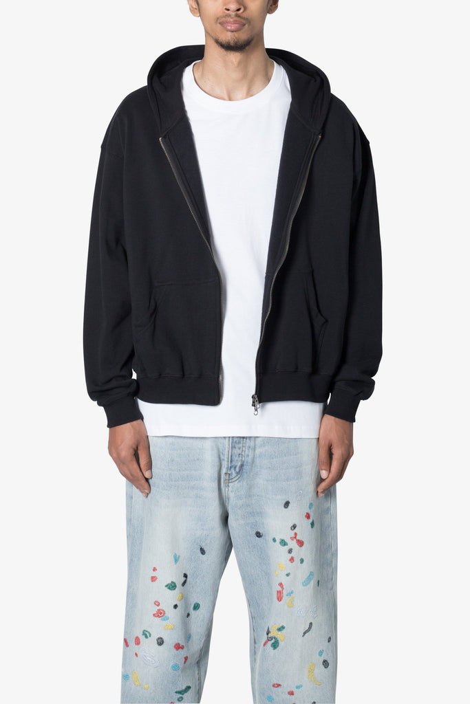 Basic Zip Up Hoodie Black mnml shop now