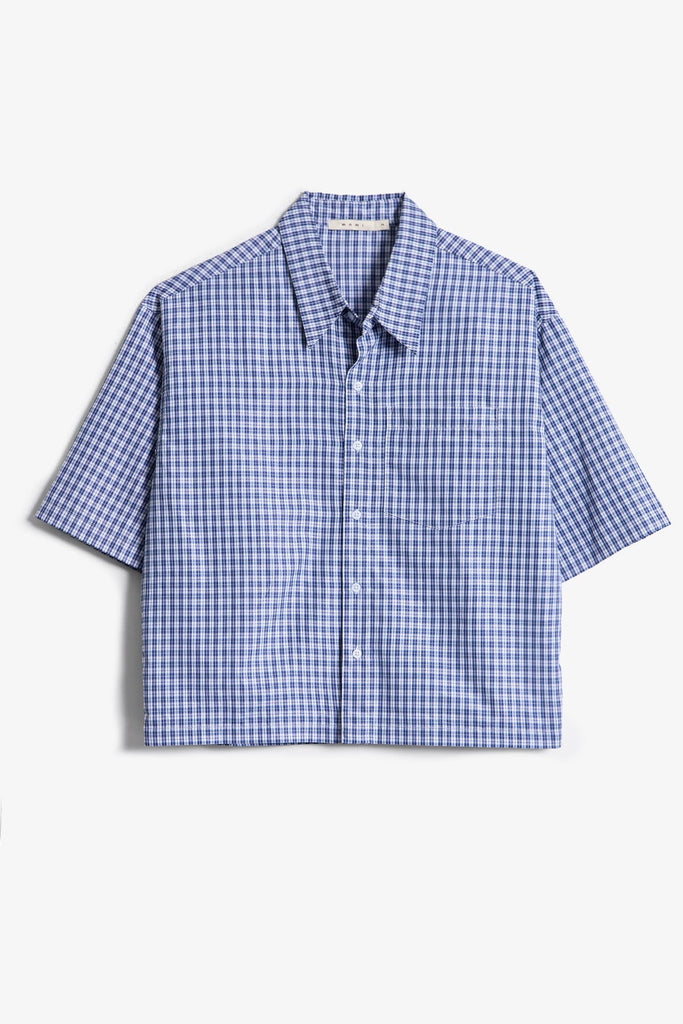 Crispy Poplin Over Shirt - Blue | mnml