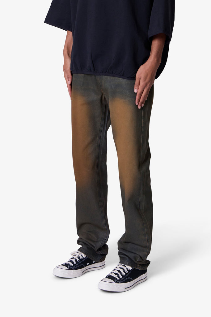 D732 Rust Wash Denim - Black/Brown | mnml | shop now