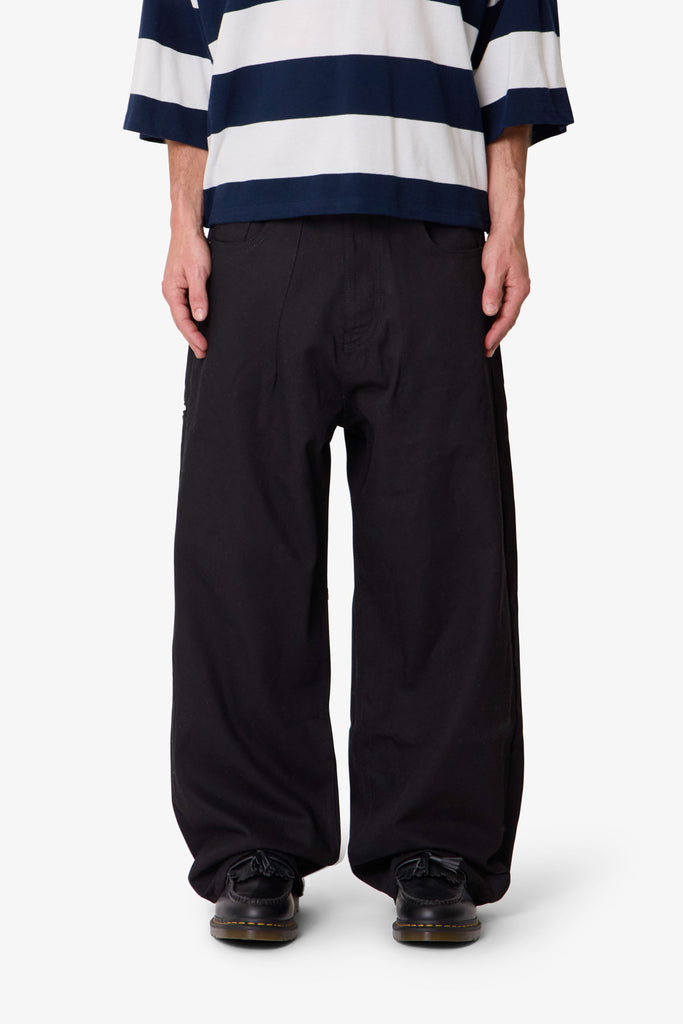 Darted Baggy Denim - Rinsed Black | mnml
