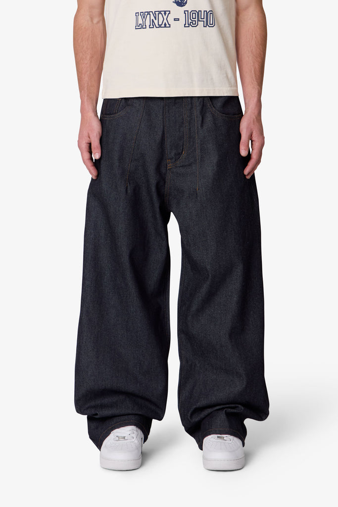 Darted Baggy Denim - Rinsed Indigo | mnml