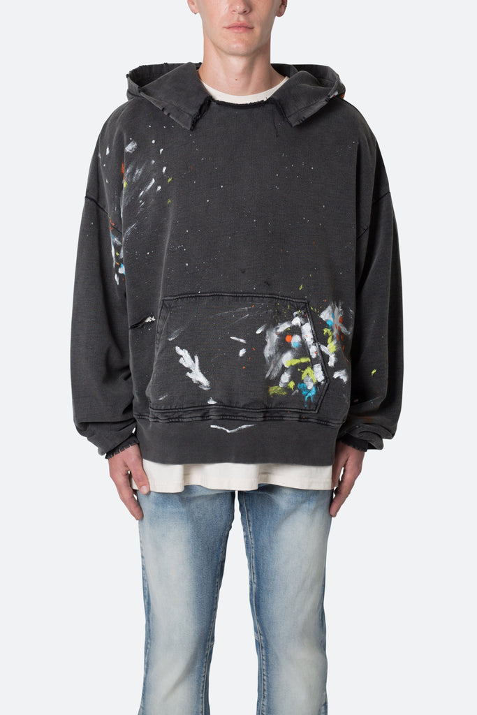 Destroyed Painter Hoodie Vintage Black mnml shop now