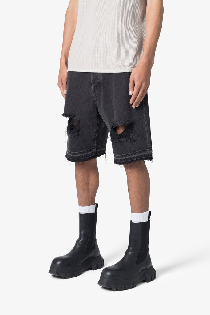Distressed-Denim-Shorts-Black-