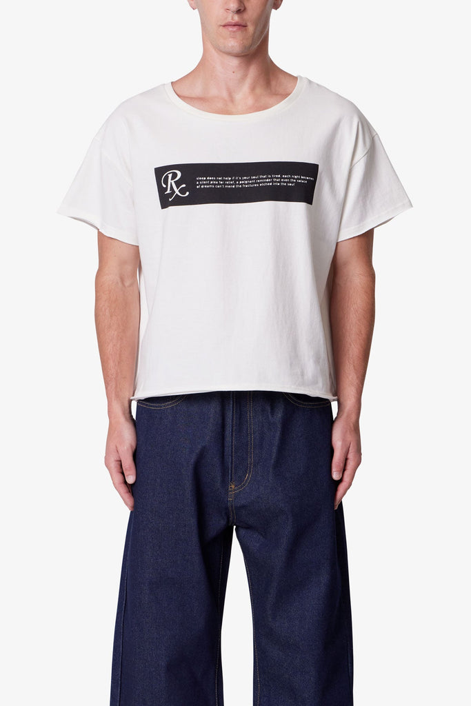 Distressed Wide Neck Tee - Antique white | mnml