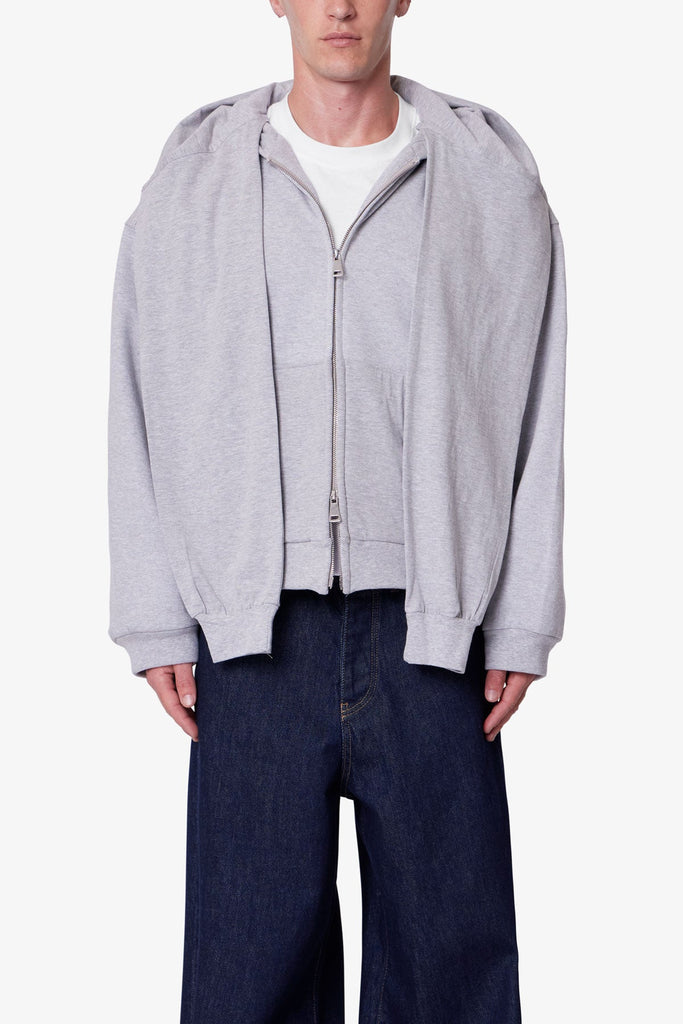 Double Layer Sleeve Scarf Hoodie - Grey | mnml | shop now