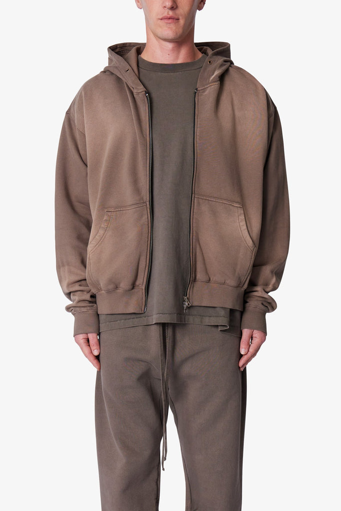Faded Basic Zip Up Hoodie - Dark Olive | mnml | shop now