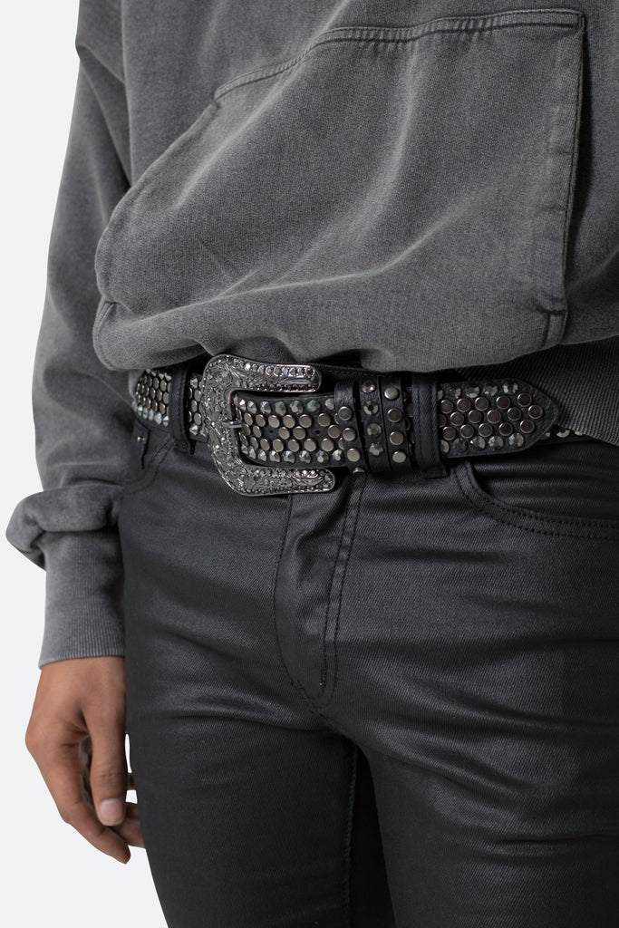 Men's Rhinestone Studded Belt - Black / M/L | mnml