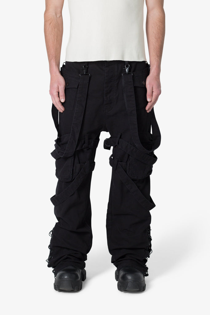 Laced Up Ready Cargo Pants - Black | mnml | shop now