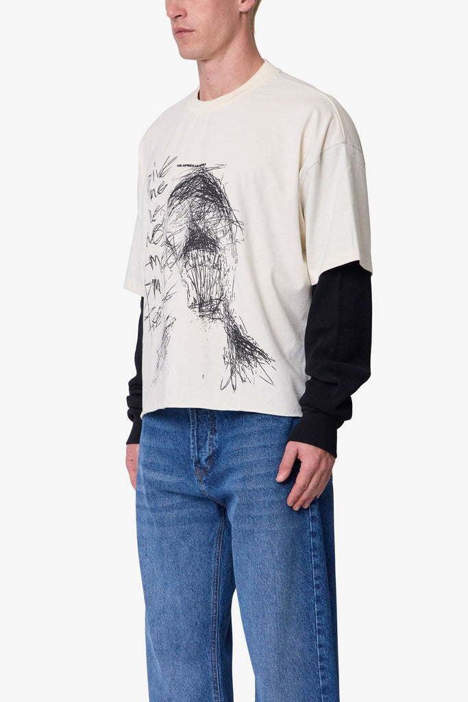 Layered Thermal Lost Tee - White/Black | mnml