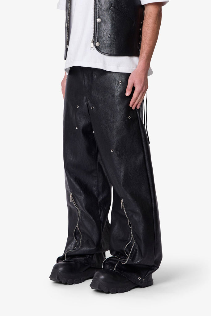 Leather Rave Zip Pants - Black | mnml | shop now