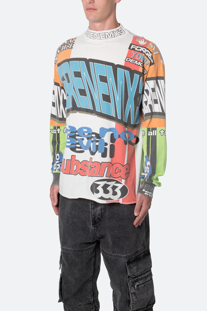 Mock Neck Motocross L/S Tee - Multi