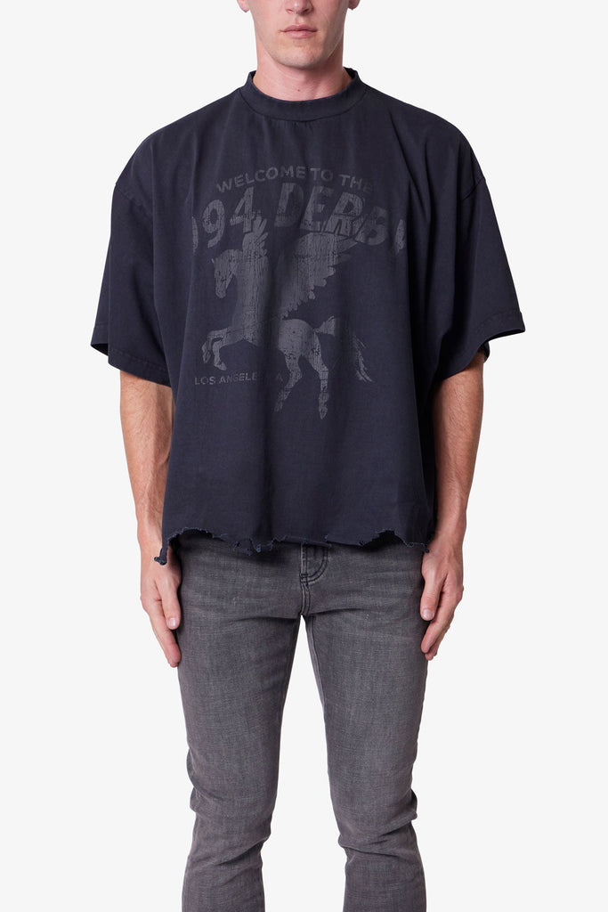 Moth Eaten Cropped Tee - Black | mnml | shop now