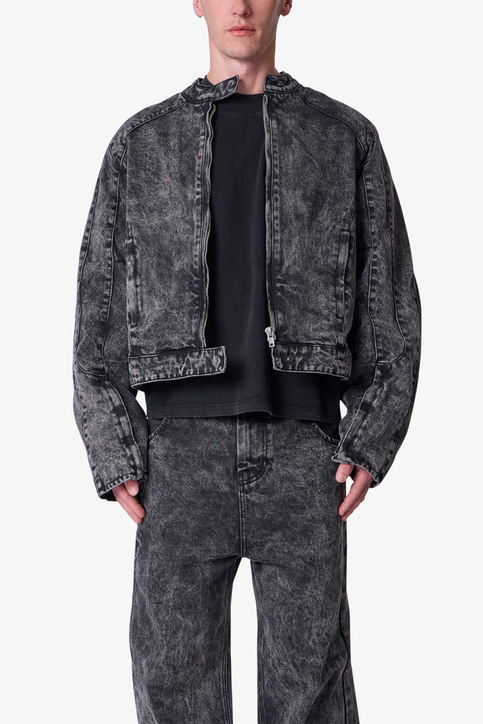 Moto Denim Jacket - Classic Black - Size M - Image 3