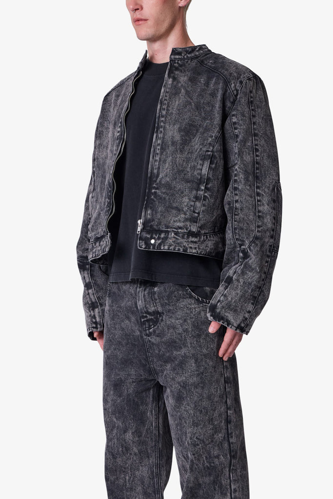 Moto Denim Jacket - Classic Black - Size M - Image 4