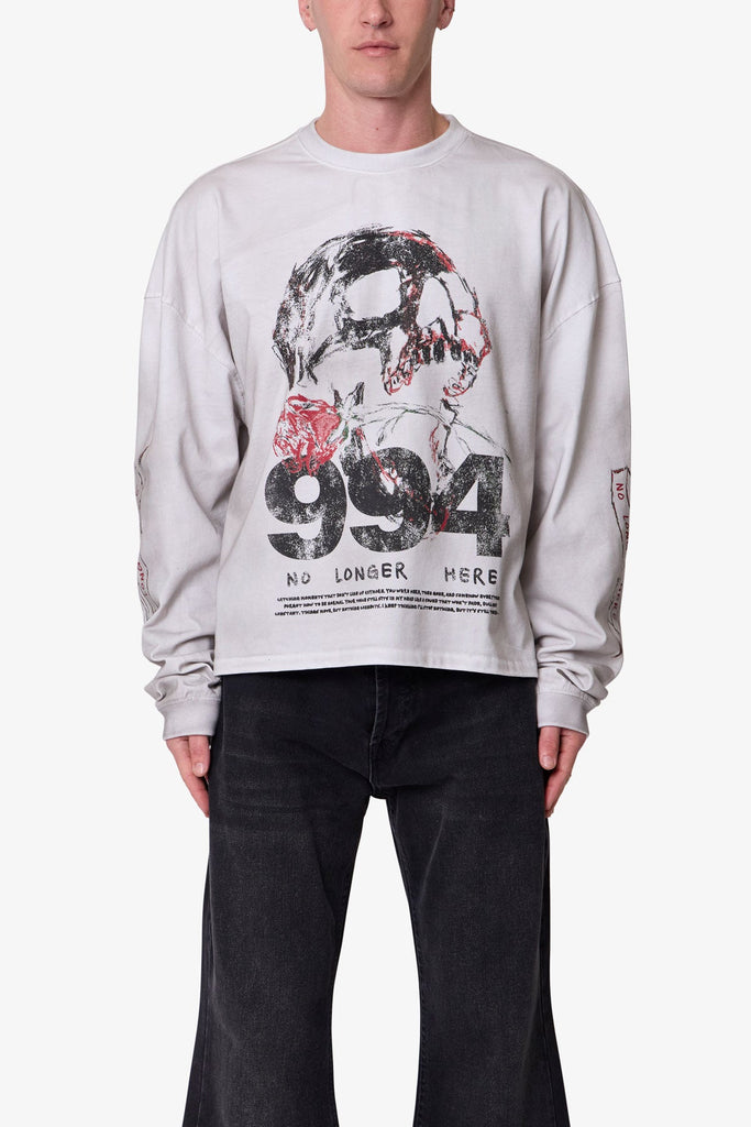 No Longer Here L/S Tee - White | mnml