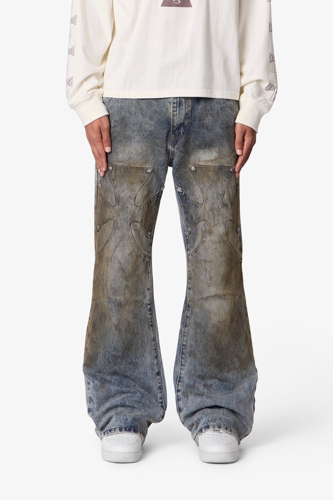 Oil Stain Iron Cross Denim - Blue | mnml