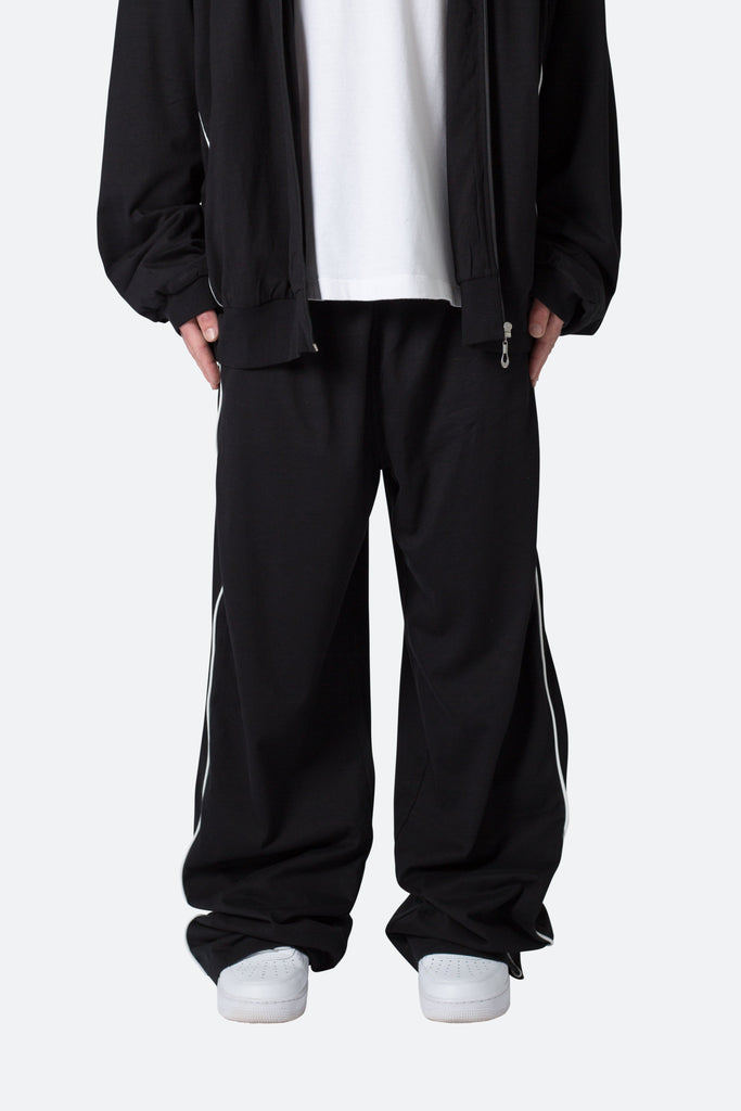 Oversized Jersey Track Pants - Black