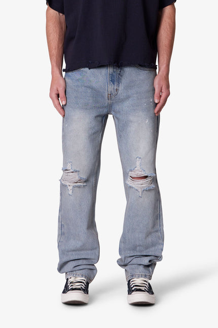 Painted Straight Denim - Light Blue