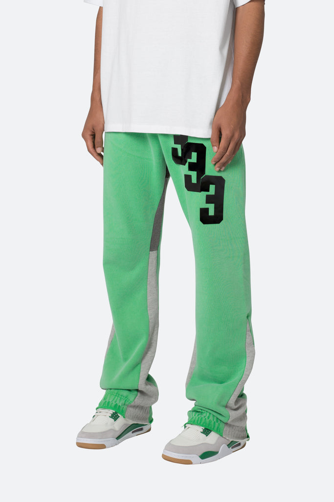 Patched Contrast Bootcut Sweatpants - Green