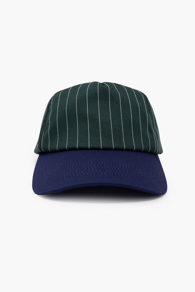 Pinstripe Snapback Hat - Green/Navy | mnml