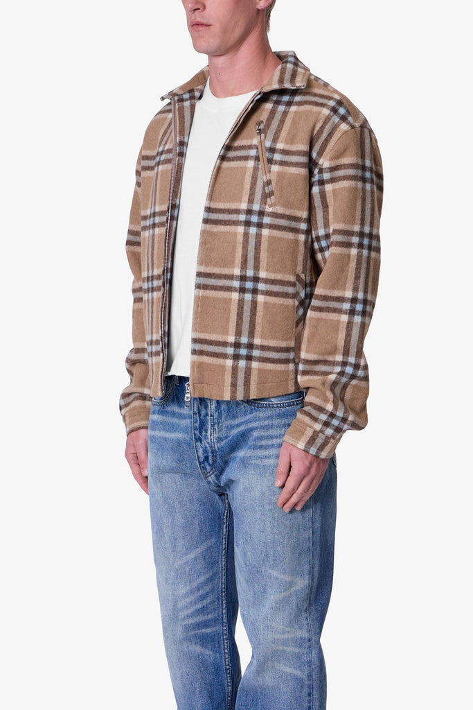 NEW selling Lightweight Plaid Zipper Jacket