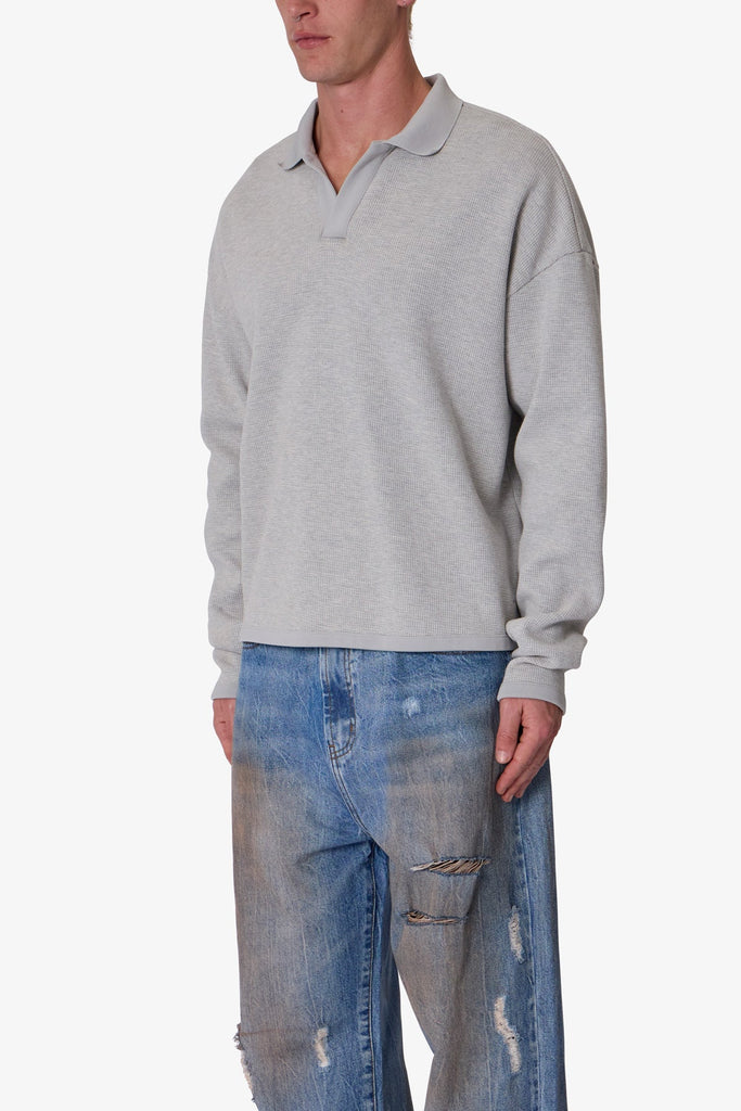 Polo Thermal L/S Shirt - Heather Grey | mnml | shop now