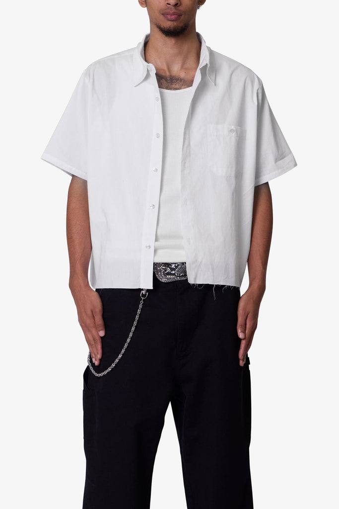 Men's Poplin Cropped S/S Shirt - White / XXL