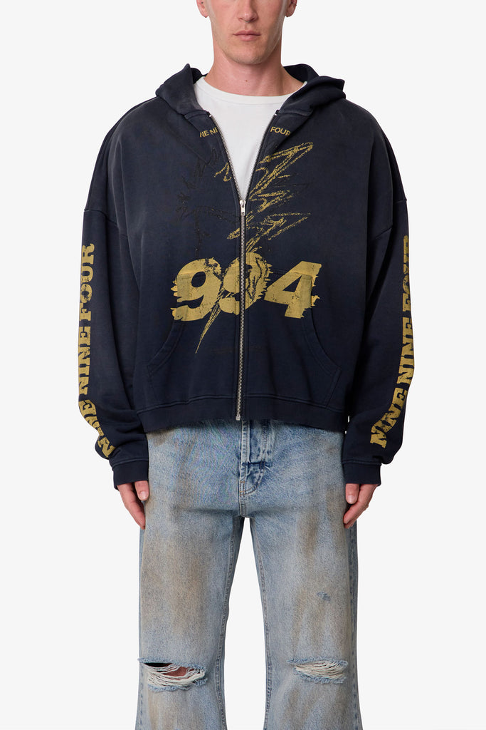 Quiet Zip Up Hoodie - Washed Black | mnml