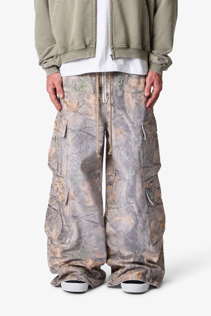 Rave Double Cargo Pants - Grass Camo | mnml