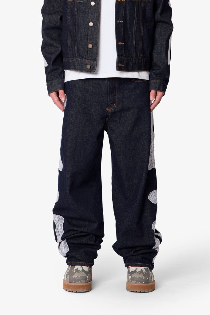 Raw Skeleton Baggy Denim - Rinsed Indigo | mnml
