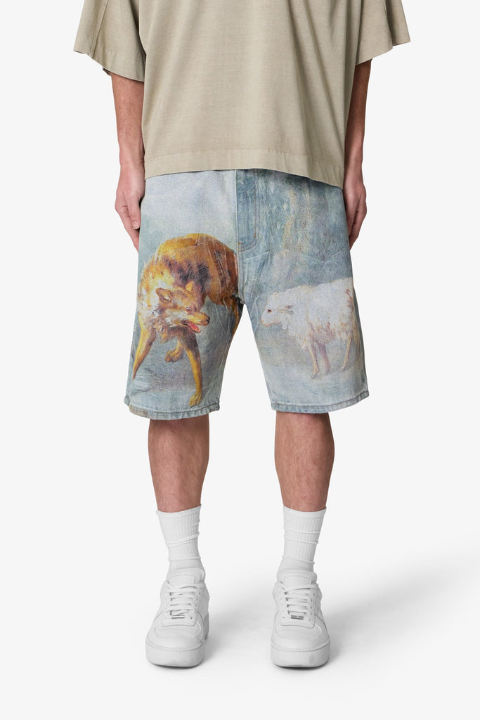 Sheep Hounded Denim Shorts - Multi | mnml | shop now