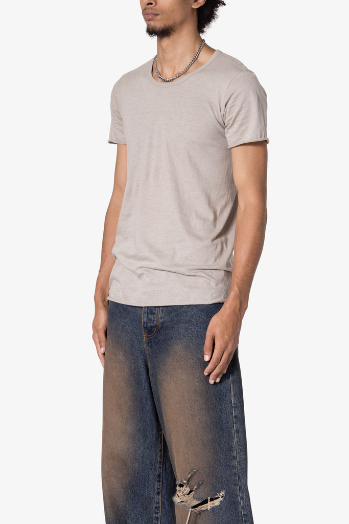 Sheer Knit Bias Cut Tee - Bone | mnml | shop now