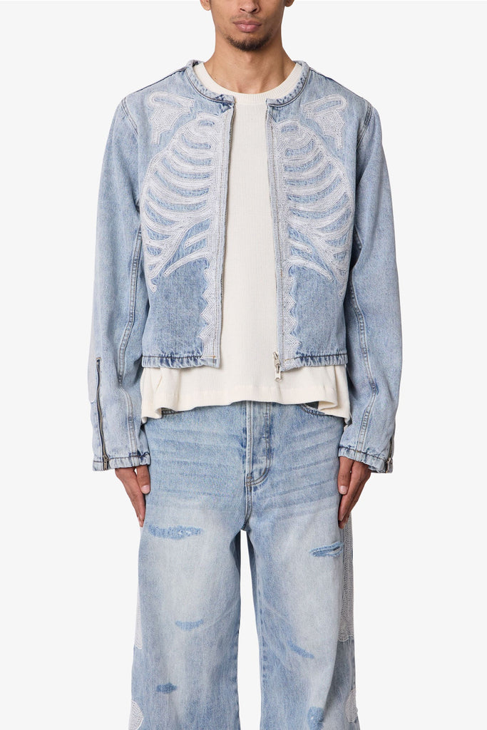 Skeleton Moto Jacket - Washed Blue | mnml | shop now