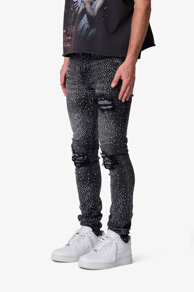 Skinny Rhinestone Denim - Vintage Black | mnml
