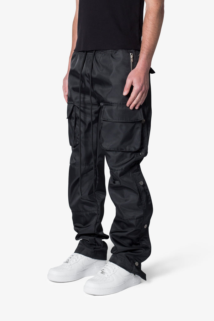 Snap Front Cargo Pants Black mnml shop now