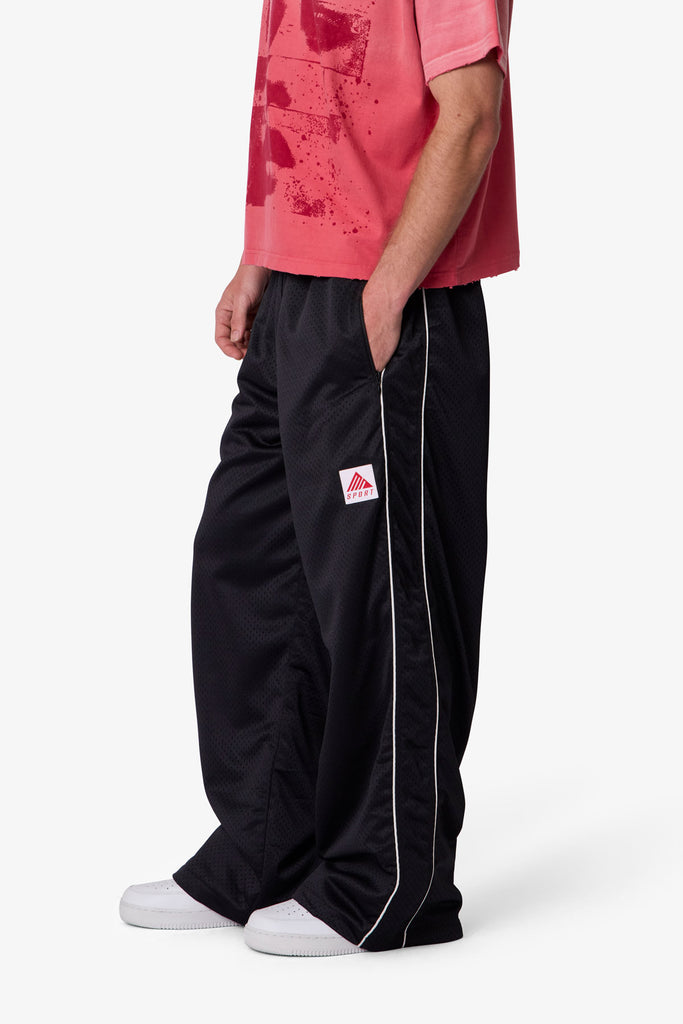 パンツ AOOS SIDE PATCH TRACK PANTS-BLACK M Sport Mesh Track Pants - Black | mnml