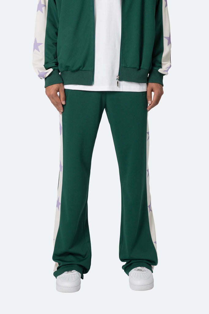 Star Stacked Track Pants - Green
