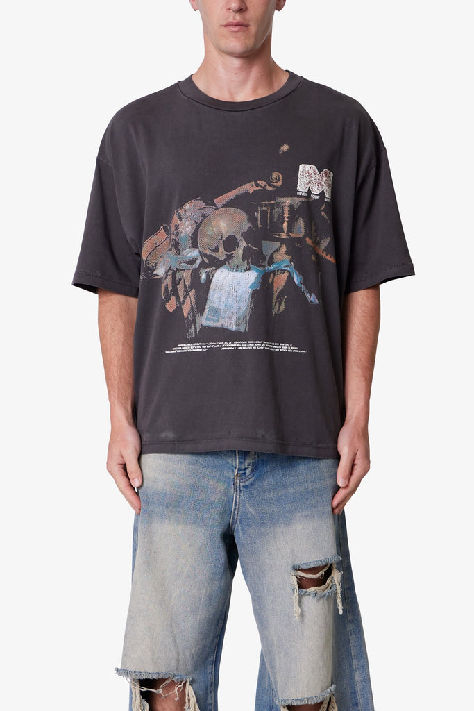 Luudan washed tee Tシャツ　Mサイズ　短丈 Still Life Printed Tee - Washed Black | mnml