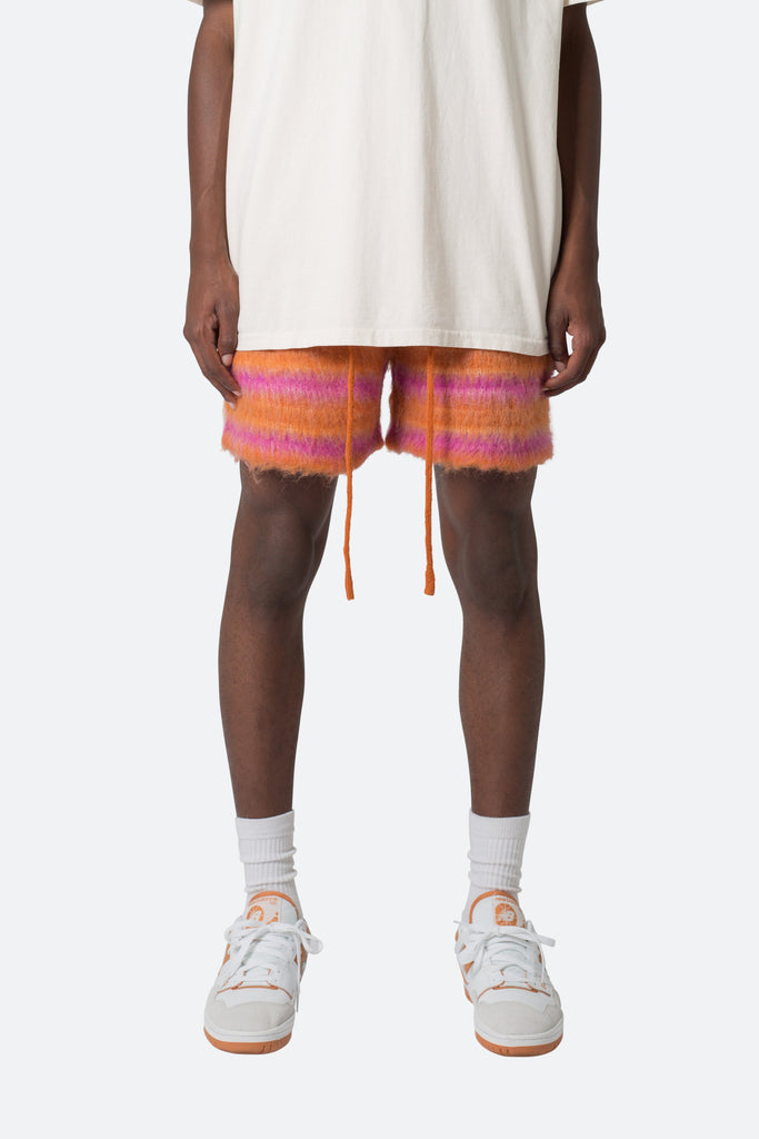 Striped Mohair Shorts - Orange | mnml | shop now