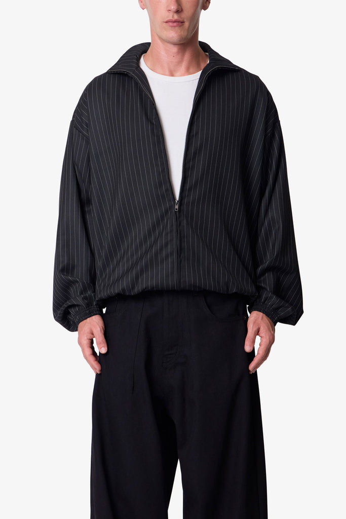 Striped Track Jacket - Black | mnml
