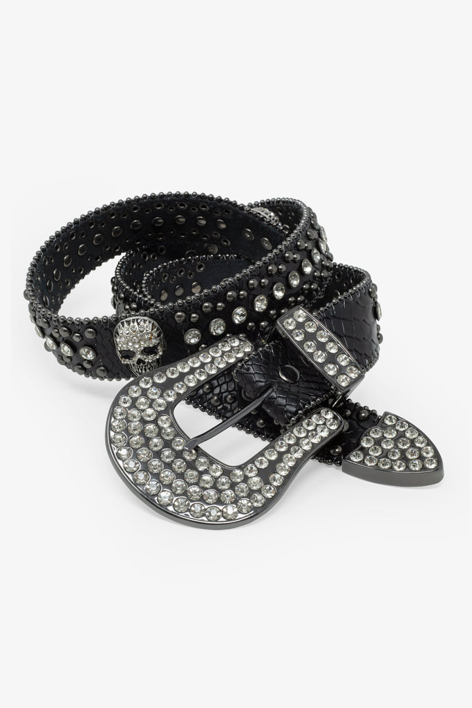 Studded Skull belt - Black | mnml | shop now