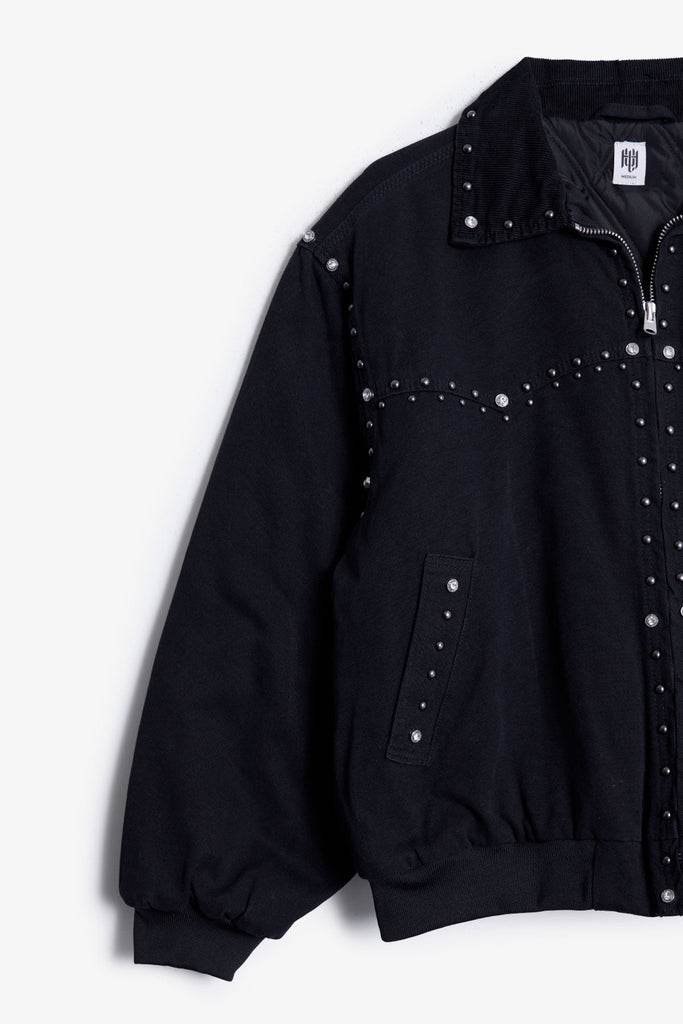 Studded Work Jacket - Washed Black | mnml