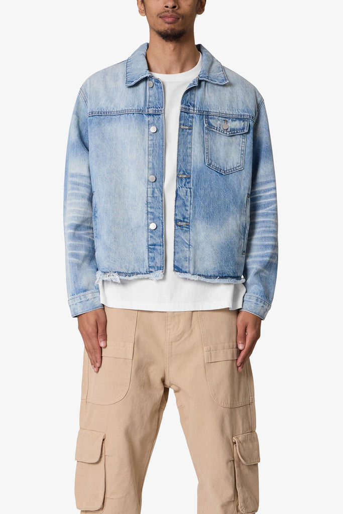 Sun Washed Denim Jacket - Light Blue | mnml | shop now