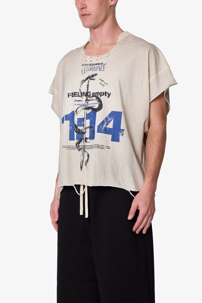 Tattered Cut Off Tee - Off White | mnml