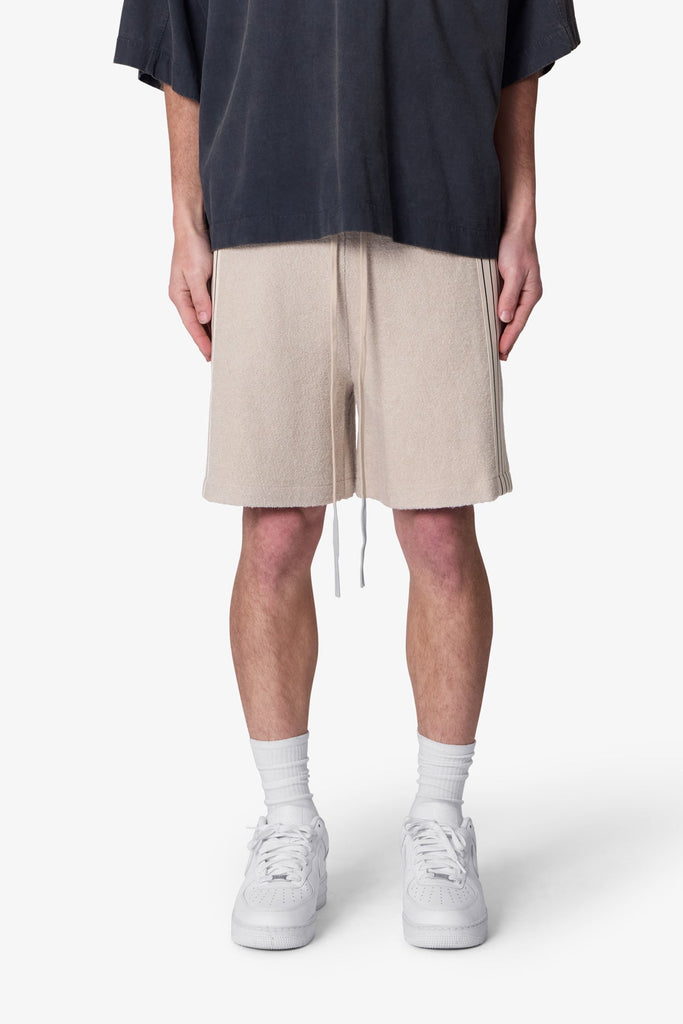 Tricot Striped Sweatshorts - Tan | mnml
